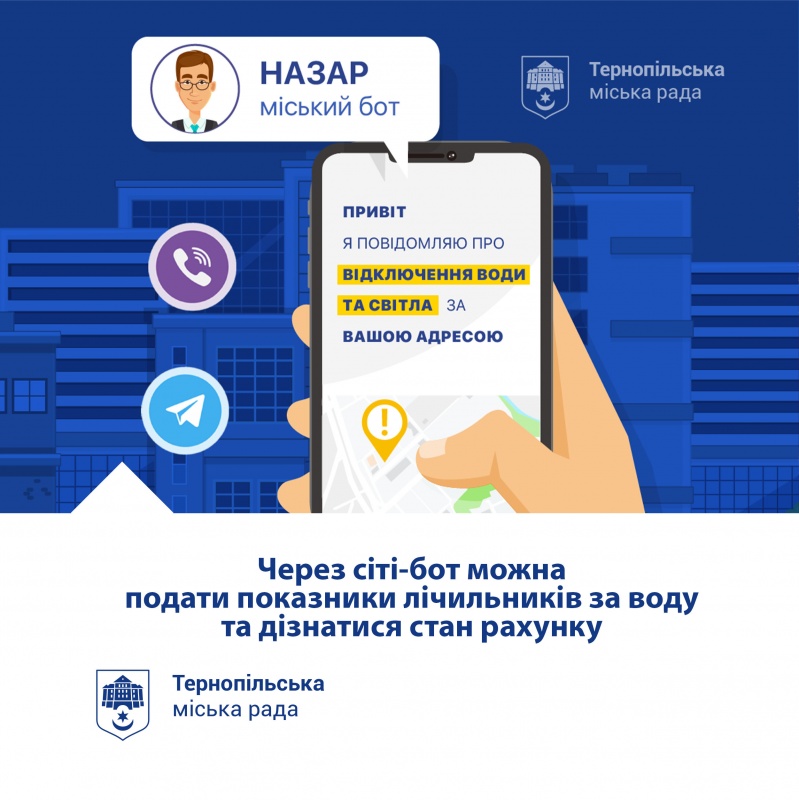 сіті-бот Тернопіль передача показників за воду 