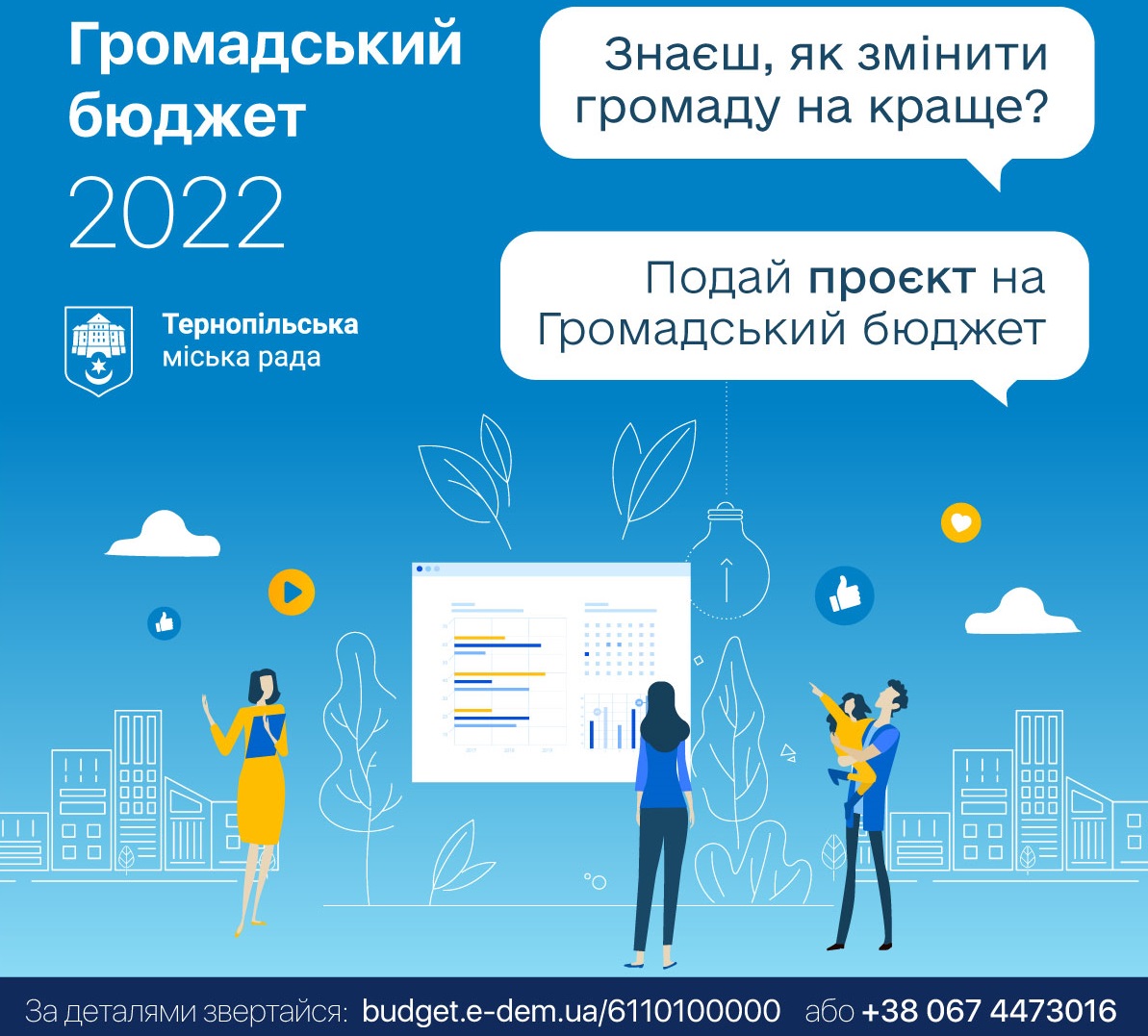 На участь у «Громадському бюджеті 2022» Тернопільської міської територіальної громади подано перші три проєкти