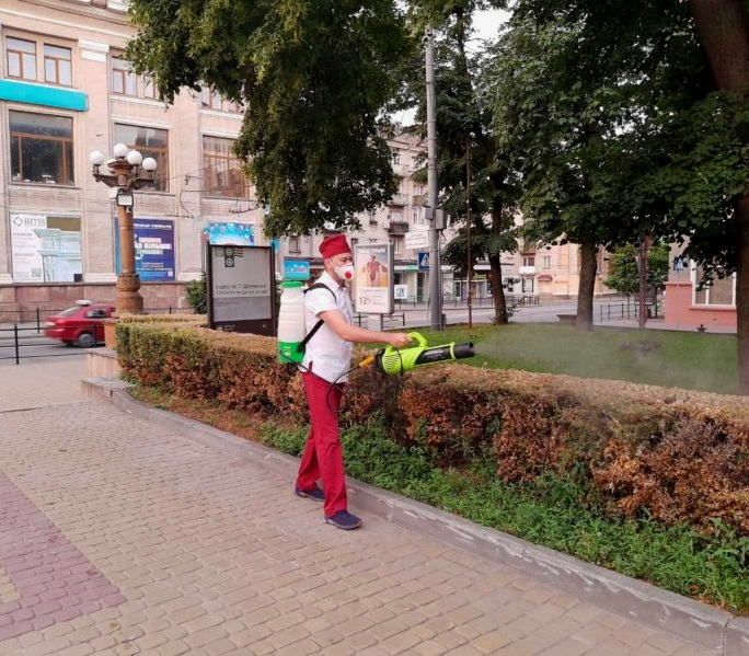 У Тернополі здійснили обробку кущів самшиту від вогнівки