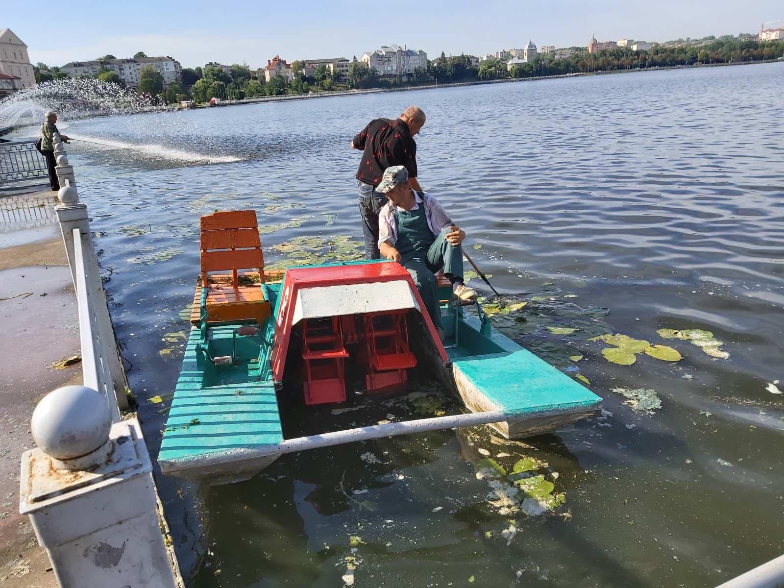 Тернопільський став очищають від водоростей та сміття (фото)