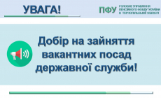 Головне управління Пенсійного фонду України в Тернопільській області здійснює добір персоналу на заміщення вакантної посади державної служби на період дії воєнного стану