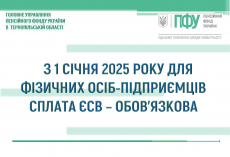 З 1 СІЧНЯ 2025 РОКУ ДЛЯ ФІЗИЧНИХ ОСІБ-ПІДПРИЄМЦІВ СПЛАТА ЄСВ – ОБОВ’ЯЗКОВА